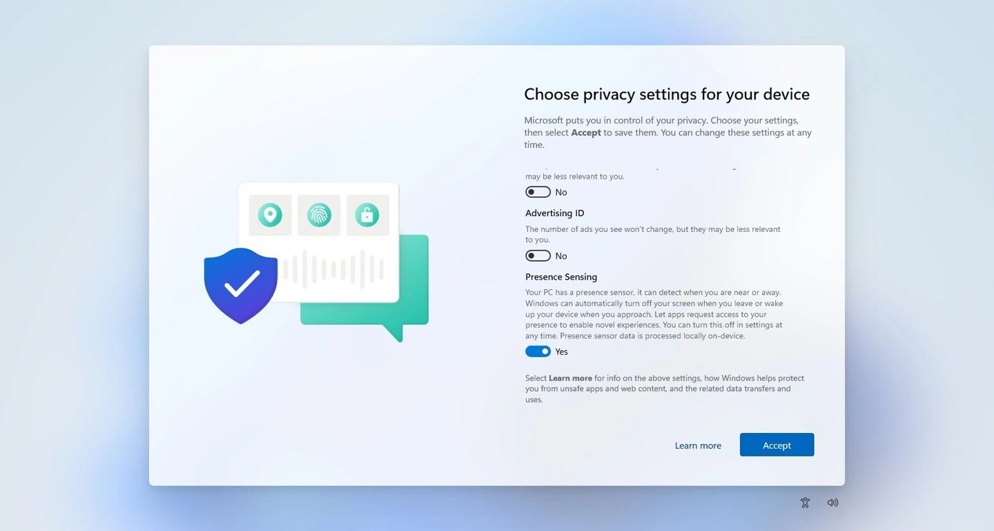 Win11 Build25915预览版 OOBE 怎么启用存在感测选项?