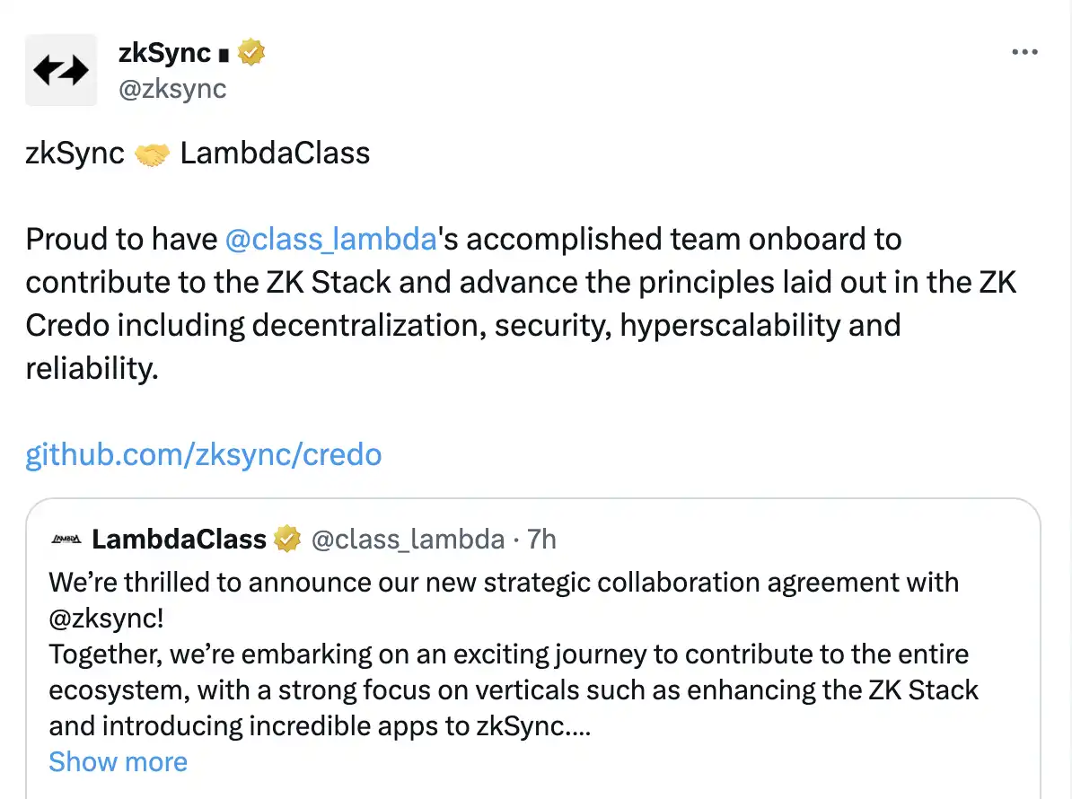 离开Starknet，转投zkSync，资深ZK开发团队LambdaClass为何跳槽？
  第1张
