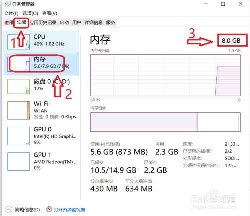 内存：计算机程序运行的临时存储空间