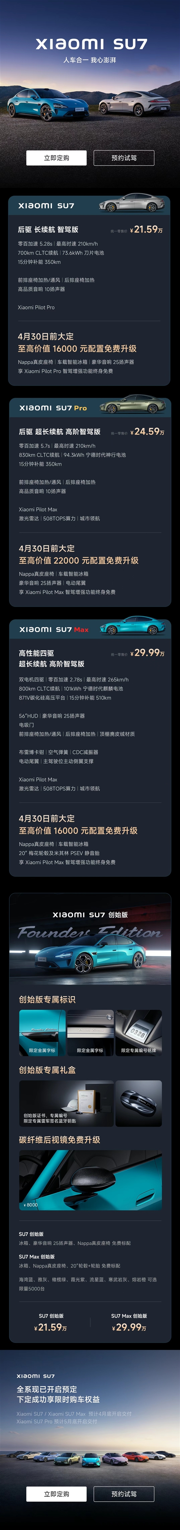 50万以内最好看、好开、智能的车！小米SU7一图看懂  第4张