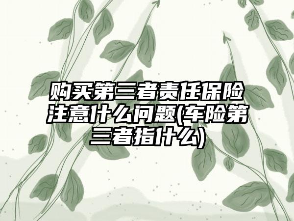 购买第三者责任保险注意什么问题(车险第三者指什么)