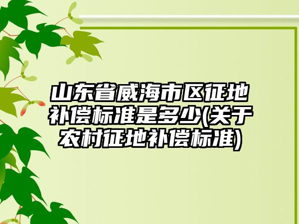 山东省威海市区征地补偿标准是多少(关于农村征地补偿标准)  第1张