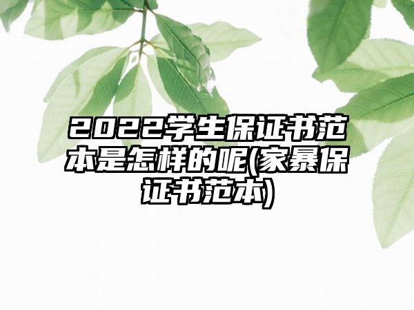 2022学生保证书范本是怎样的呢(家暴保证书范本)  第1张