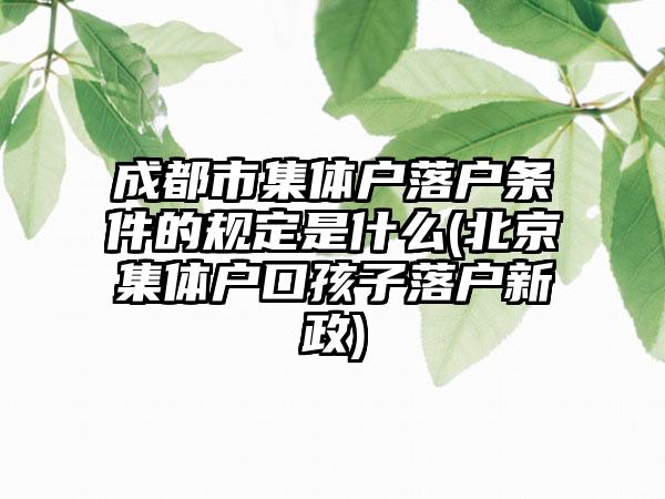 成都市集体户落户条件的规定是什么(北京集体户口孩子落户新政)  第1张