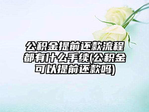 公积金提前还款流程都有什么手续(公积金可以提前还款吗)