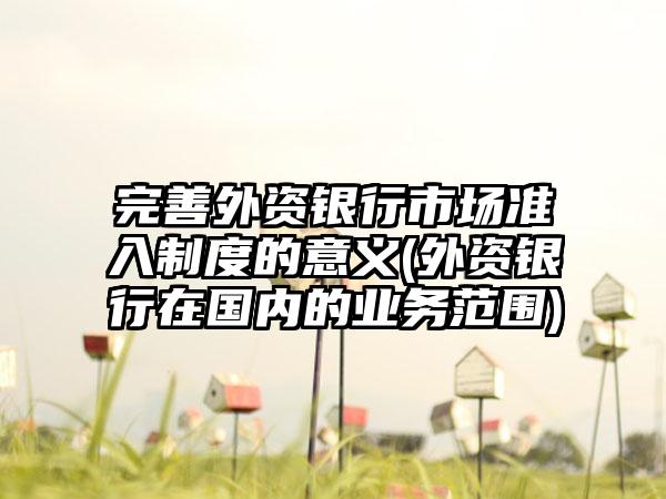 完善外资银行市场准入制度的意义(外资银行在国内的业务范围)  第1张