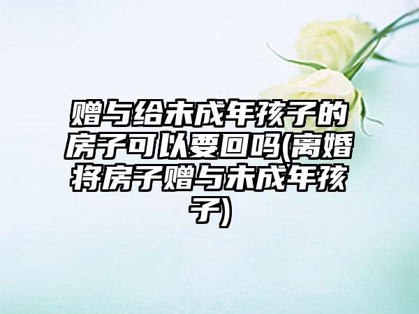 赠与给未成年孩子的房子可以要回吗(离婚将房子赠与未成年孩子)