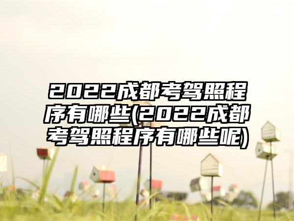 2022成都考驾照程序有哪些(2022成都考驾照程序有哪些呢)  第1张