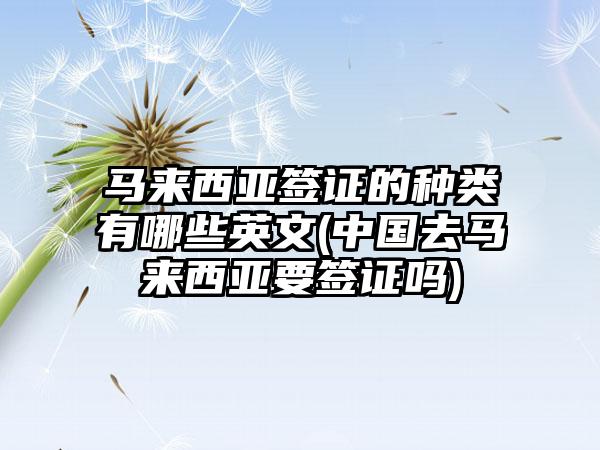 马来西亚签证的种类有哪些英文(中国去马来西亚要签证吗)  第1张