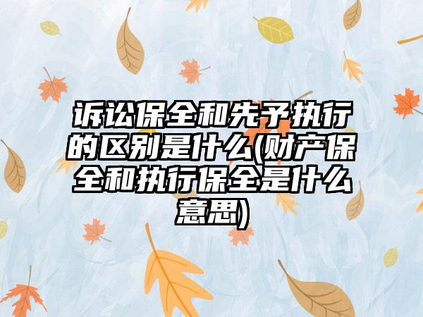 诉讼保全和先予执行的区别是什么(财产保全和执行保全是什么意思)  第1张