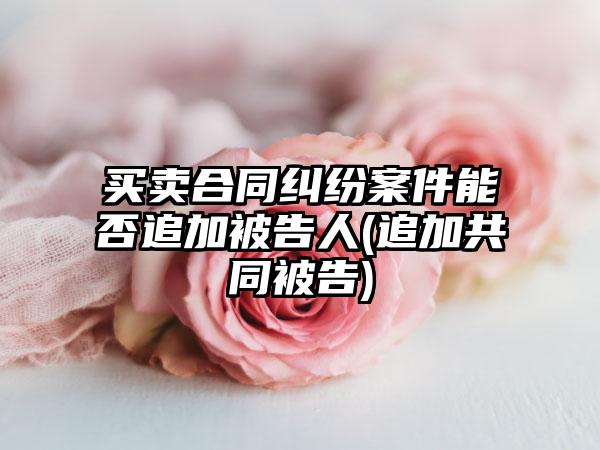 买卖合同纠纷案件能否追加被告人(追加共同被告)