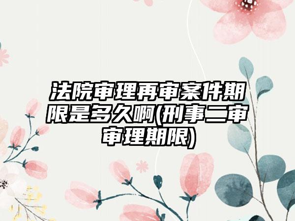 法院审理再审案件期限是多久啊(刑事二审审理期限)