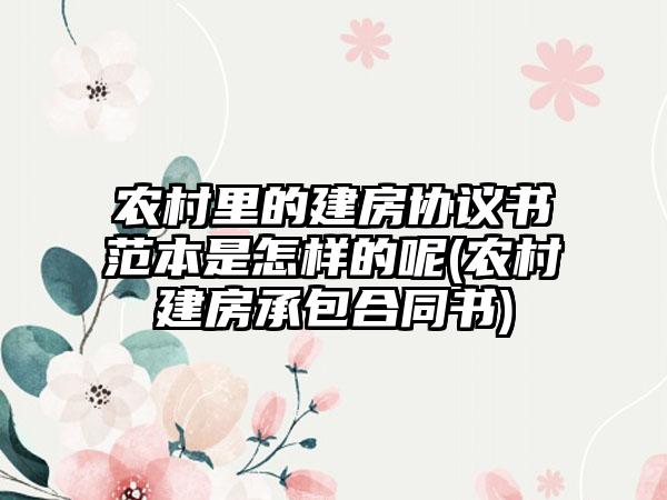 农村里的建房协议书范本是怎样的呢(农村建房承包合同书)  第1张