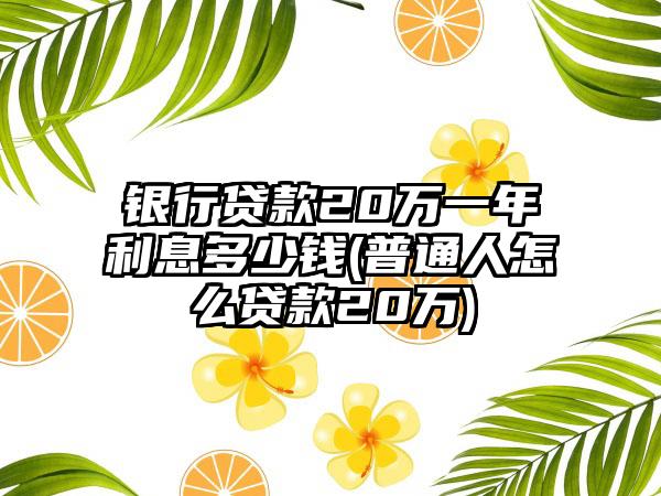 银行贷款20万一年利息多少钱(普通人怎么贷款20万)