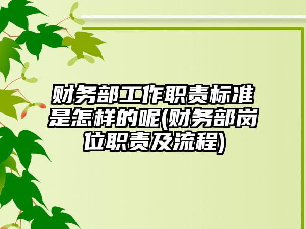 财务部工作职责标准是怎样的呢(财务部岗位职责及流程)  第1张