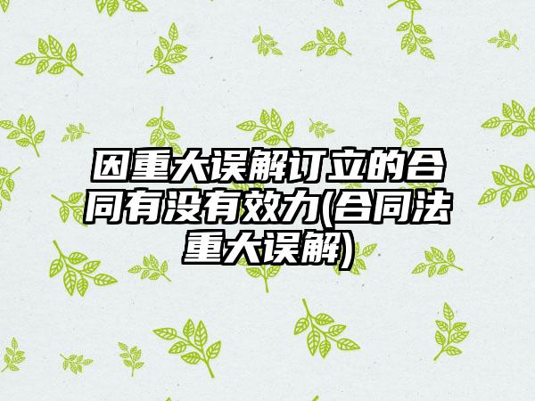 因重大误解订立的合同有没有效力(合同法重大误解)  第1张