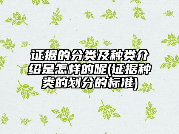 证据的分类及种类介绍是怎样的呢(证据种类的划分的标准)  第1张