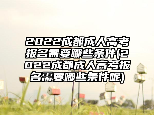 2022成都成人高考报名需要哪些条件(2022成都成人高考报名需要哪些条件呢)  第1张