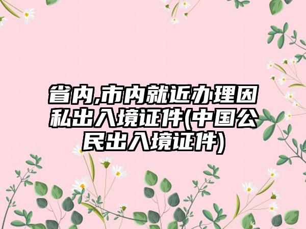 省内,市内就近办理因私出入境证件(中国公民出入境证件)  第1张