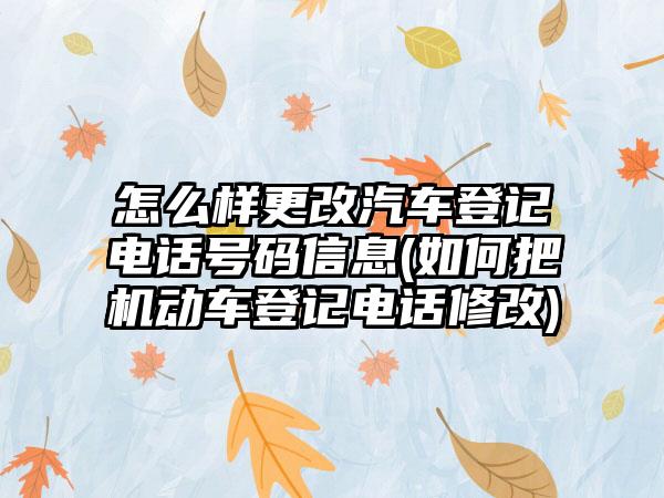 怎么样更改汽车登记电话号码信息(如何把机动车登记电话修改)  第1张