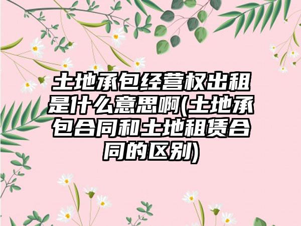 土地承包经营权出租是什么意思啊(土地承包合同和土地租赁合同的区别)