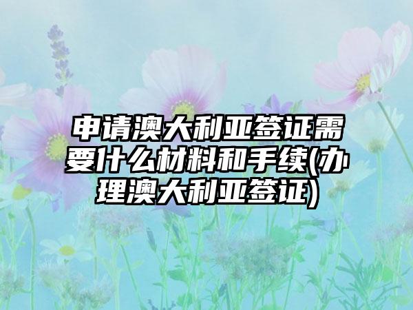 申请澳大利亚签证需要什么材料和手续(办理澳大利亚签证)