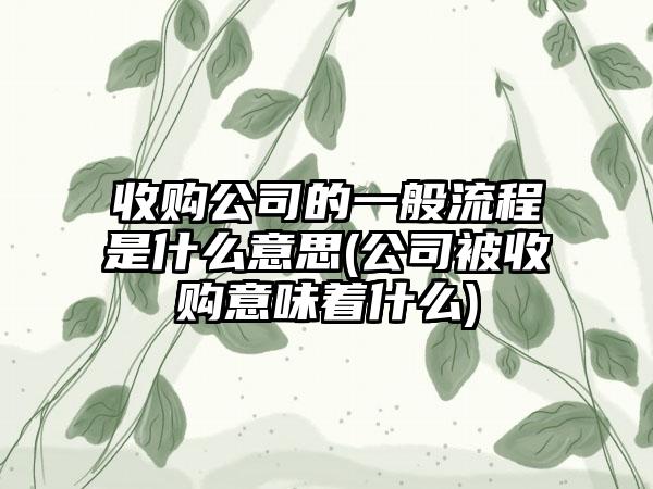 收购公司的一般流程是什么意思(公司被收购意味着什么)  第1张