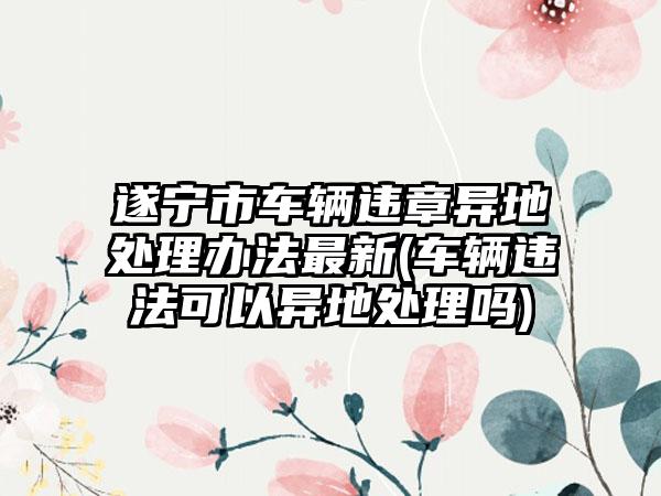 遂宁市车辆违章异地处理办法最新(车辆违法可以异地处理吗)  第1张