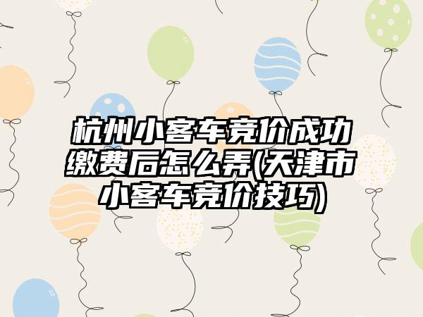 杭州小客车竞价成功缴费后怎么弄(天津市小客车竞价技巧)  第1张