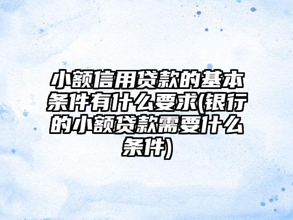 小额信用贷款的基本条件有什么要求(银行的小额贷款需要什么条件)