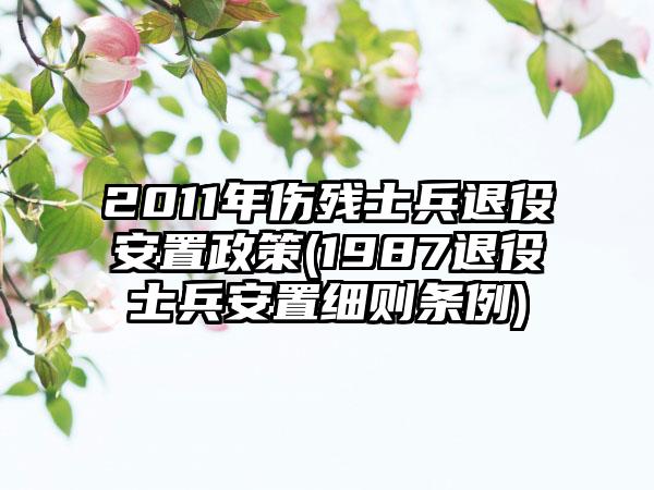 2011年伤残士兵退役安置政策(1987退役士兵安置细则条例)  第1张