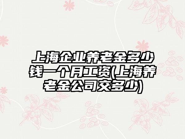 上海企业养老金多少钱一个月工资(上海养老金公司交多少)