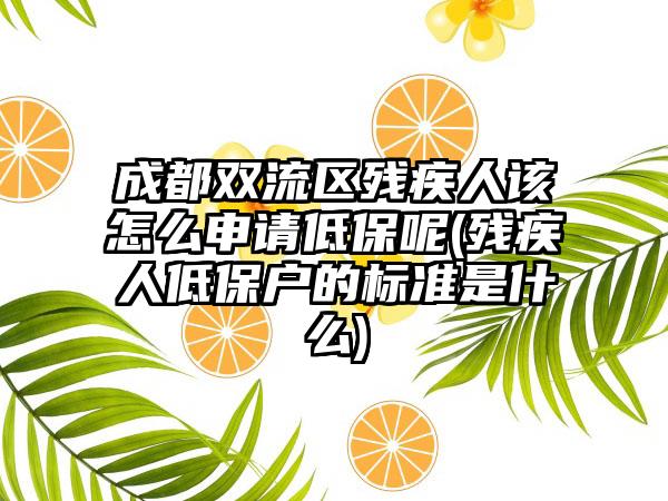 成都双流区残疾人该怎么申请低保呢(残疾人低保户的标准是什么)  第1张