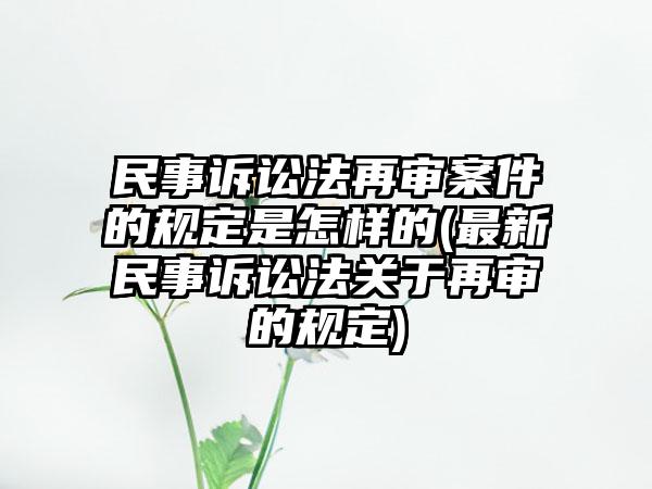 民事诉讼法再审案件的规定是怎样的(最新民事诉讼法关于再审的规定)