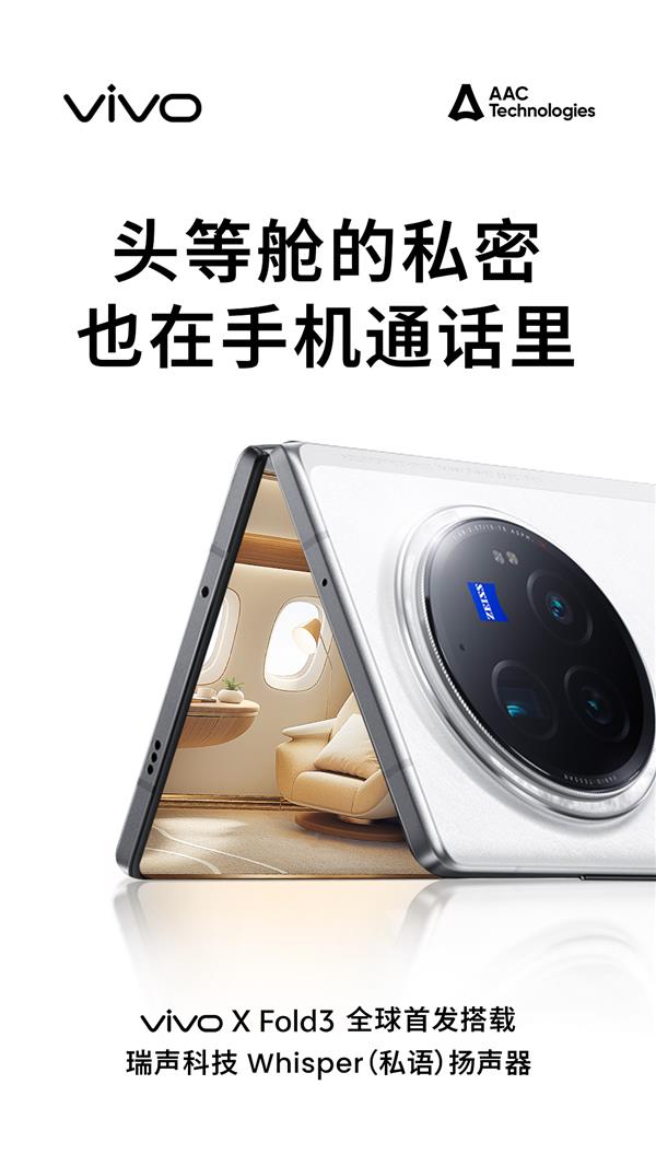 vivo X Fold3全球首发瑞声科技Whisper扬声器和AeroEngine  第2张