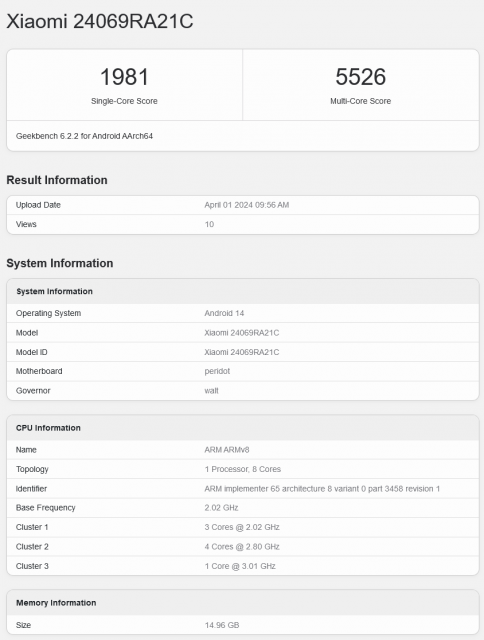 Redmi Turbo3跑分出炉：单核秒杀骁龙8 Gen2 配16GB RAM  第1张