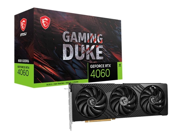 微星推出RTX 4060 8G DUKE 3X暗黑龙爵显卡：纯黑外观、加入碳纤维饰纹  第2张