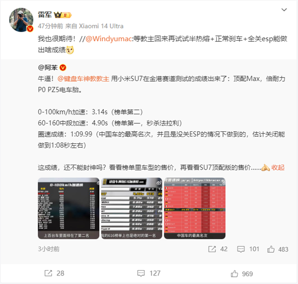 最快中国车！小米SU7赛道成绩出炉：圈速1:09.99  第1张