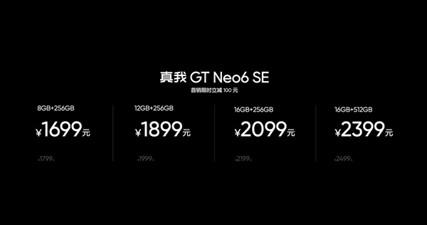 全球首发6000尼特无双屏！真我GT Neo6 SE发布：1699元起  第7张