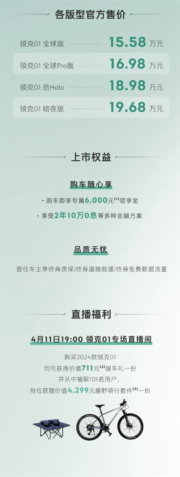 全系2.0T高功发动机 新款领克01上市：15.58万起  第2张