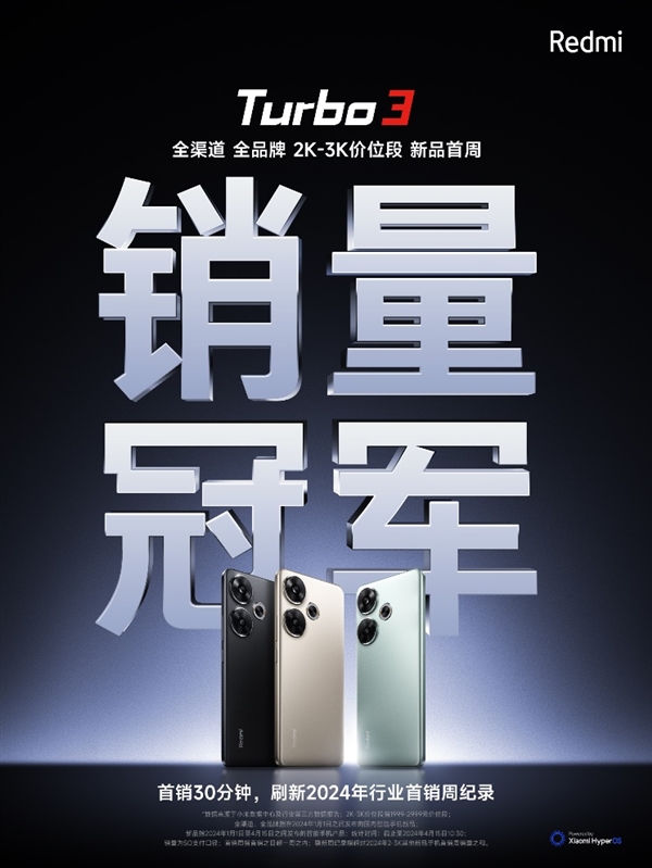 Redmi Turbo 3首销告捷 仅30分钟刷新2024年新品首销周记录  第1张