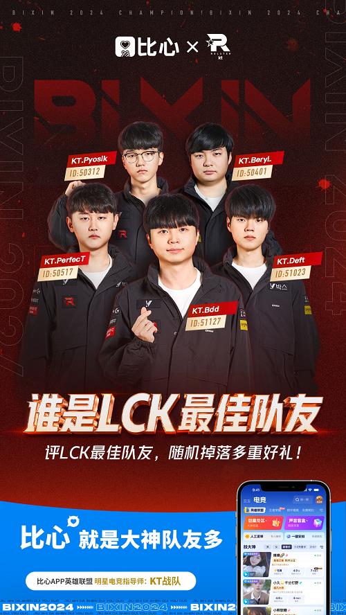 比心APP与KT战队再次强强联手  共启“谁是LCK最佳队友”投票