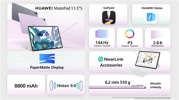3097元起 华为MatePad 11.5英寸S海外发布：柔光护眼屏 搭载鸿蒙OS 4.2  第5张