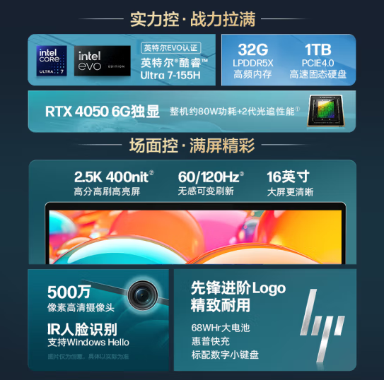 酷睿Ultra 7+RTX 4050售价8999元！惠普星Book Pro 16 2024开售